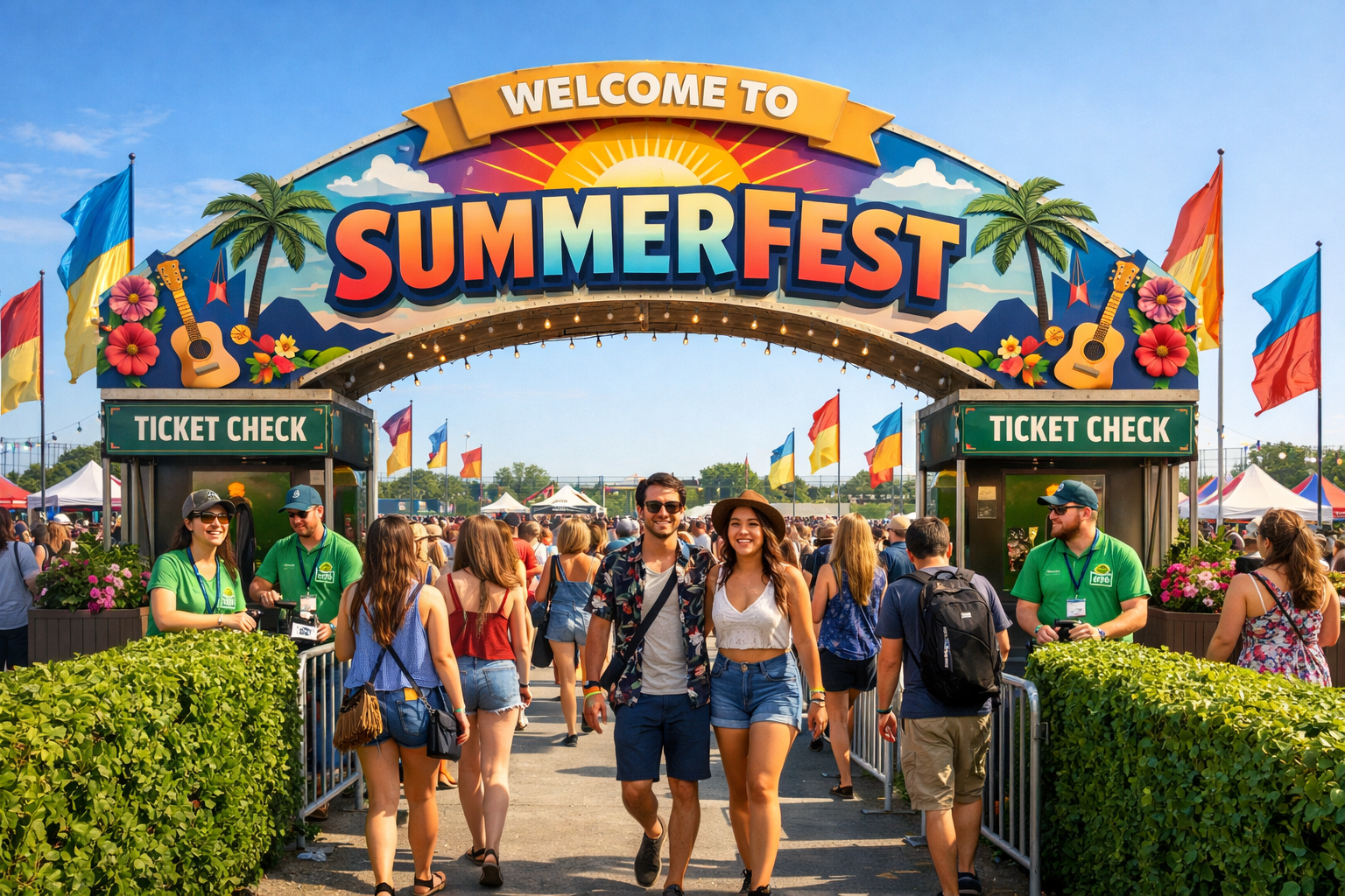 Acik hava etkinliginde giris ve karsilama alani duzeni